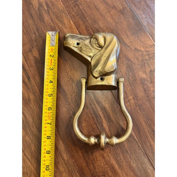 DOG HEAD DOOR KNOCKER FIGURAL SETTER POINTER DACHSHUND BEAGLE BRASS HEAVY 9” - Picture 2 of 10